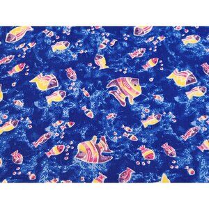 Tropical Fish Ocean Fabric 2.5 Yards Vibrant Colors Blue Background Cotton Blend